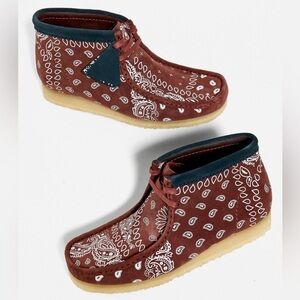 Clarks Originals Wallabee Boot Brick Paisley Size 12 New In Box Red White Blue